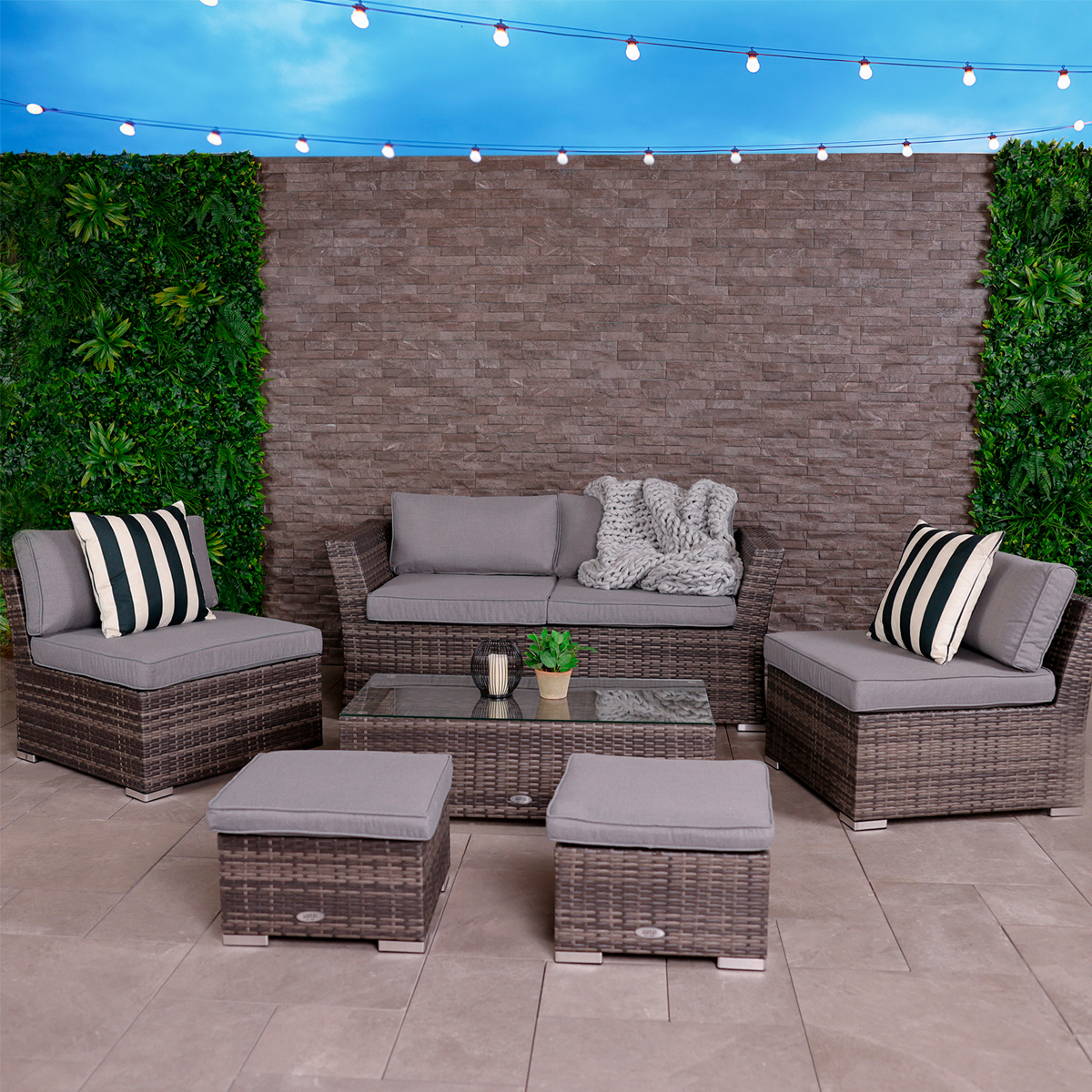 Charles bentley rattan multifunctional contemporary lounge set in grey discount