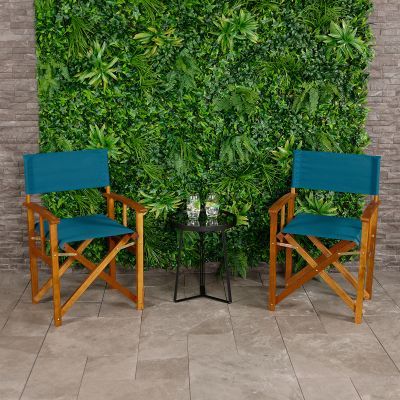 FSC® Certified Wooden Pair of Folding Directors Chairs Teal