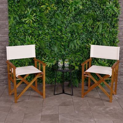 FSC® Certified Wooden Pair of Folding Directors Chairs Cream