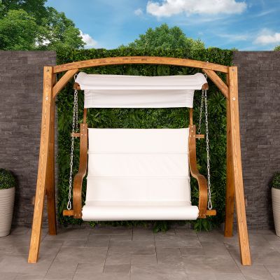 Wooden Swing Seat With Canopy