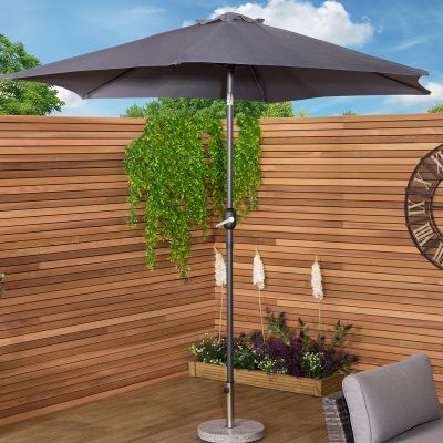 2.7m Metal Garden Parasol - Grey