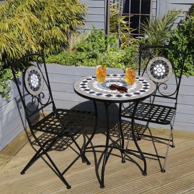 Black and Grey Mosaic Bistro Set