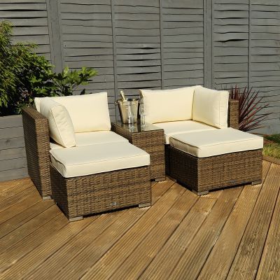 Multifunctional Contemporary Rattan Lounge Set Natural