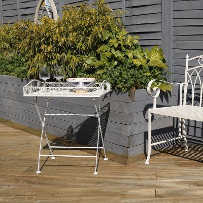 Wrought Iron Side Table - White
