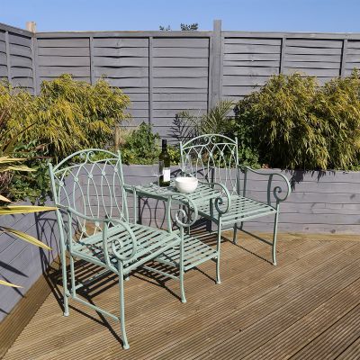 Wrought Iron Companion Seat - Sage Green