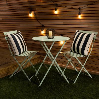 3 Piece Metal Bistro Set Garden Patio Table 2 Chairs
