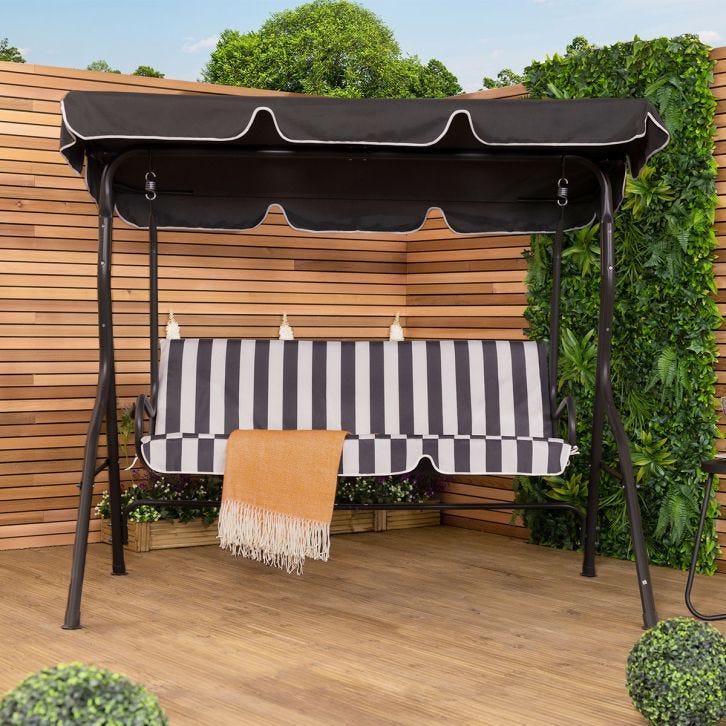 Charles Bentley 2 3 Seater Garden Swing Seat Hammock Chair Stripe Plain Design Charles Bentley