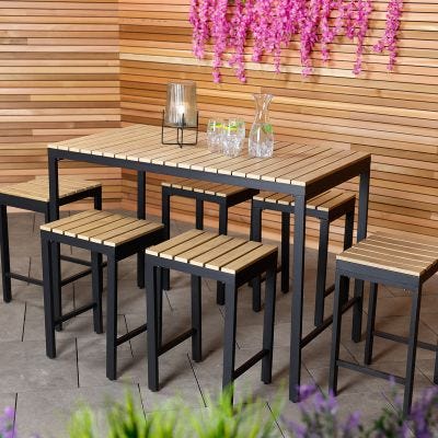 Polywood and Extrusion Aluminium 6 Seater Bar Style Dining Set