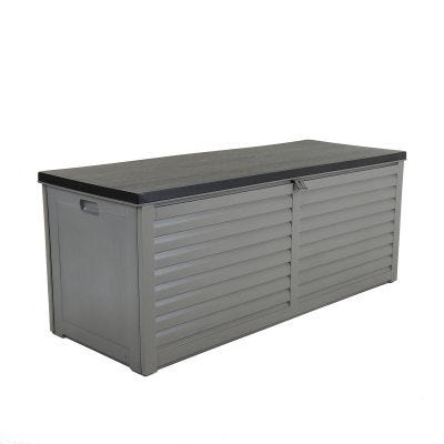 390L Large Outdoor Plastic Storage Box - Grey and Black