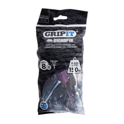Gripit Rhinofix Plasterboard Fixing Kit - 8 Pack (Purple)
