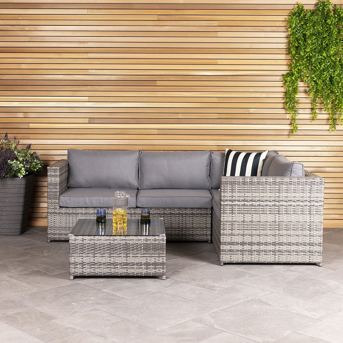 Charles Bentley Rattan Corner Sofa Coffee Table Grey Charles Bentley