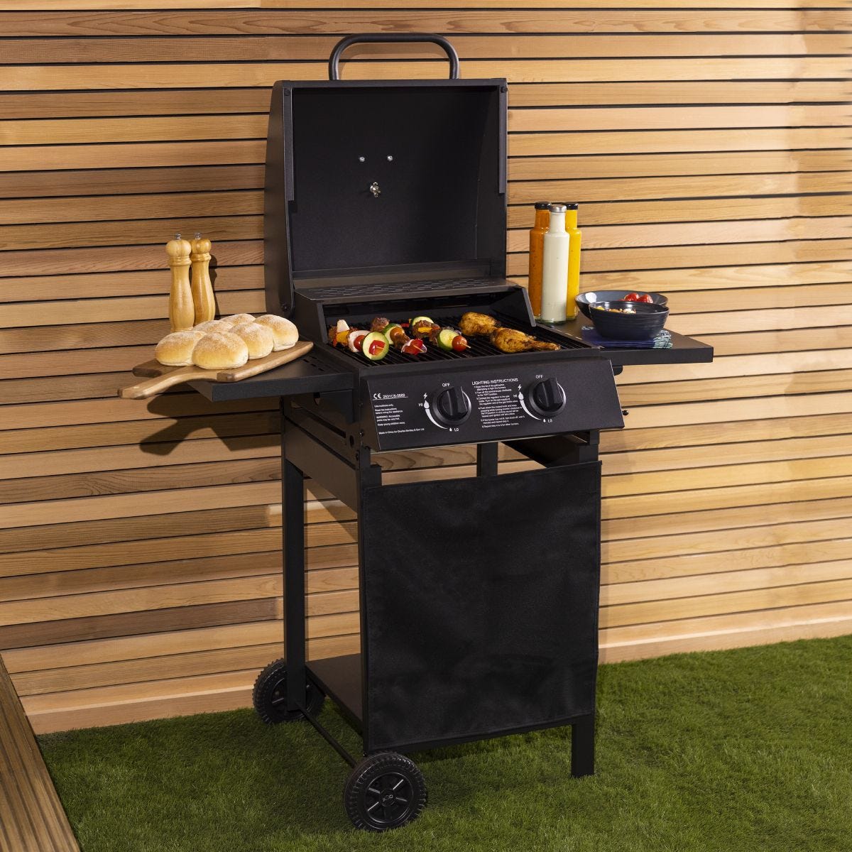 Perth 2 Burner Gas BBQ Black